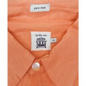 By the Sea Men's Size XL Casual Button Down Shirt Coral Pink Pure Linen